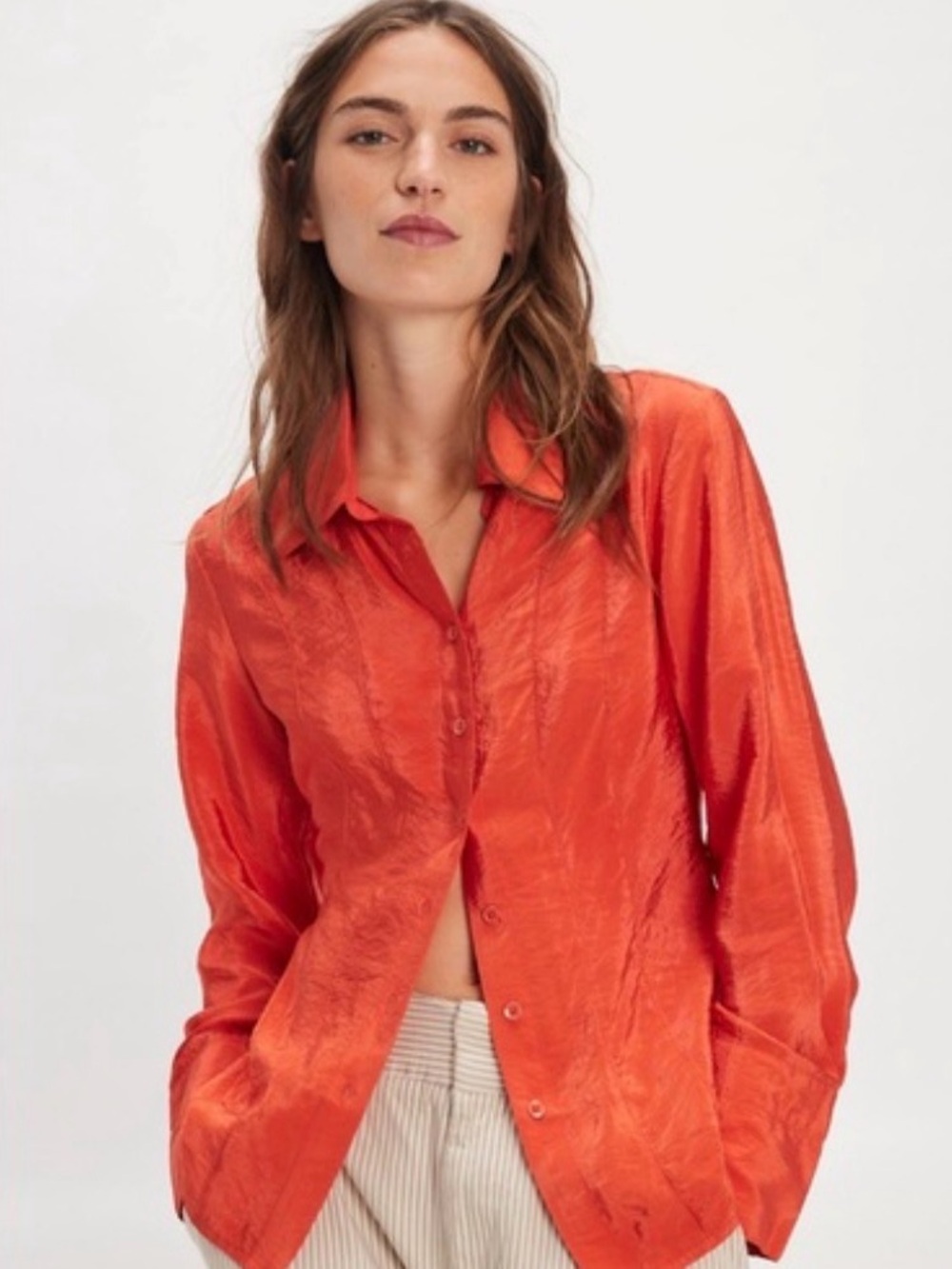 Free People We The Free Cherry Tomato Button Down Blouse — Small (NWT $148)